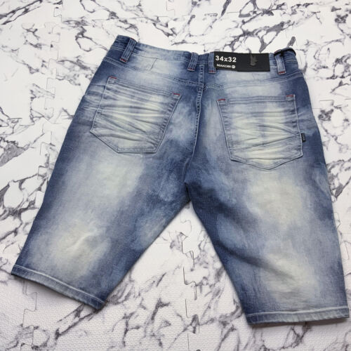 Men's Fashion Medium Wash Ripped Denim Short