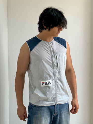 Men’s Fila Lt Grey Navy Full Zip Vest