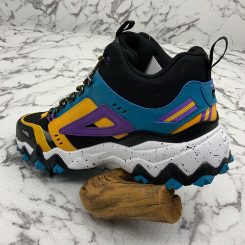 Men's Fila Oakmont Tr Mid Black | Aqua | Purple | White | Yellow Sneakers