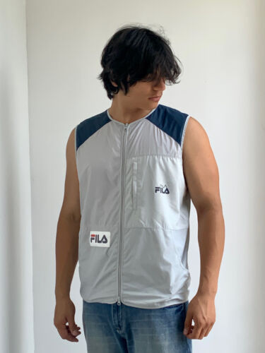 Men’s Fila Lt Grey Navy Full Zip Vest