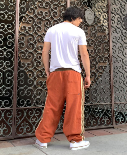 Men's Varcity Orange Khaki Brown Fleece Sweatpants