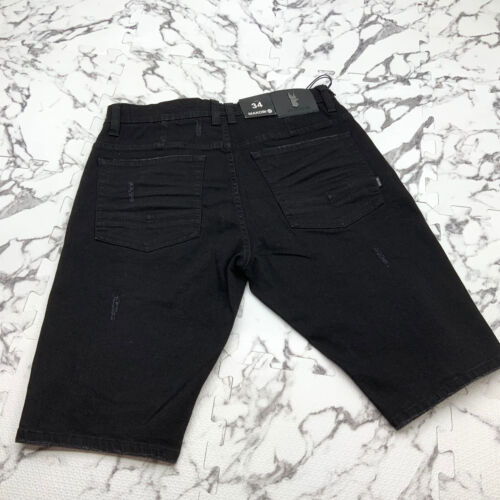 Men's Fashion Jet Black Ripped Denim Short