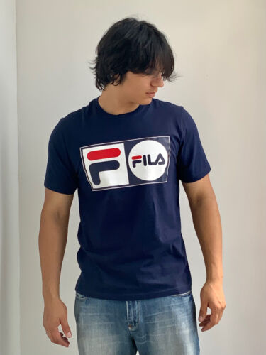 Men's Fila Navy White Red Short Sleeve Tee Shirt