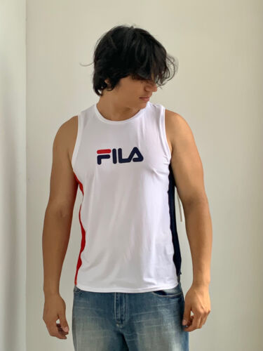 Men's Fila White Navy Red Tank Top