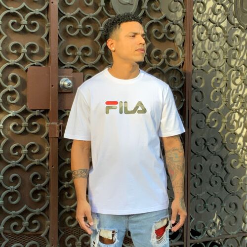 Men's Fila White | Camouflage Logo Fashion Short Sleeve Tee Shirt