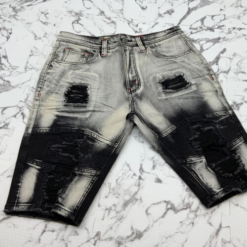 Men's Fashion Off Washed Black Denim Short