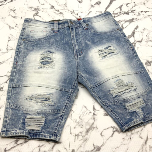 Men’s Fashion Medium Sandblast Ripped Denim Shorts