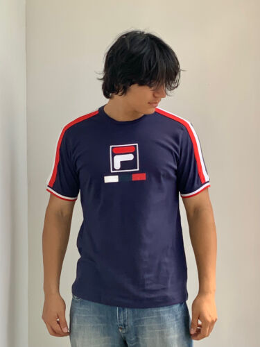 Men's Fila Navy White Red Short Sleeve Tee Shirt