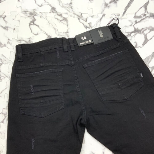 Men's Fashion Jet Black Ripped Denim Short