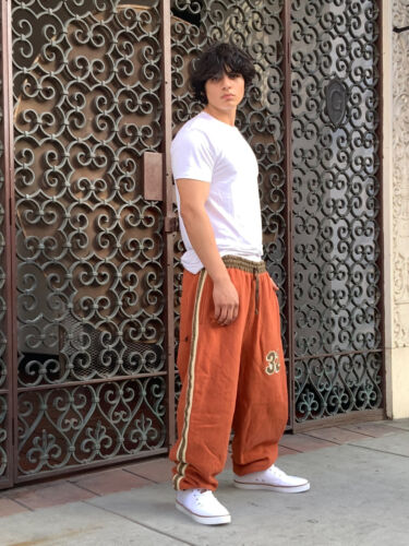 Men's Varcity Orange Khaki Brown Fleece Sweatpants