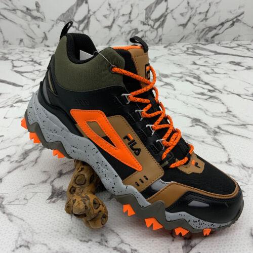 Men's Fila Oakmont Tr Mid Black Olive Orange Wheat Grey Sneakers