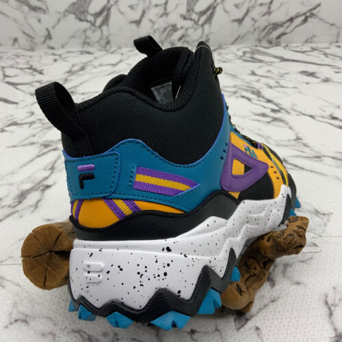 Men's Fila Oakmont Tr Mid Black | Aqua | Purple | White | Yellow Sneakers