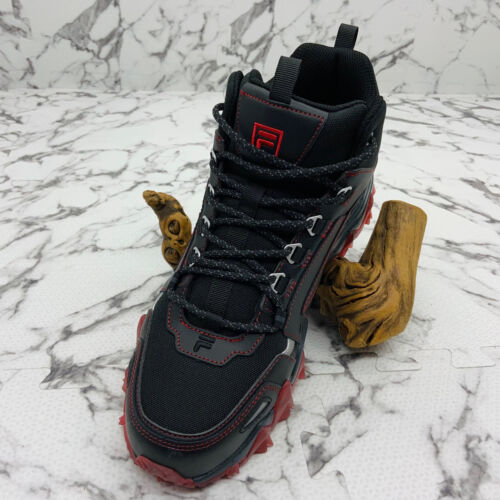 Men's Fila Oakmont Tr Mid Black Gray Red Sneakers