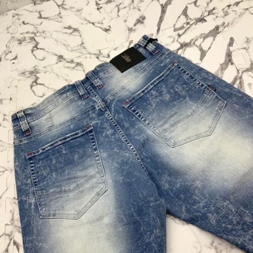 Men’s Fashion Medium Blue Stone Wash Ripped Denim Shorts