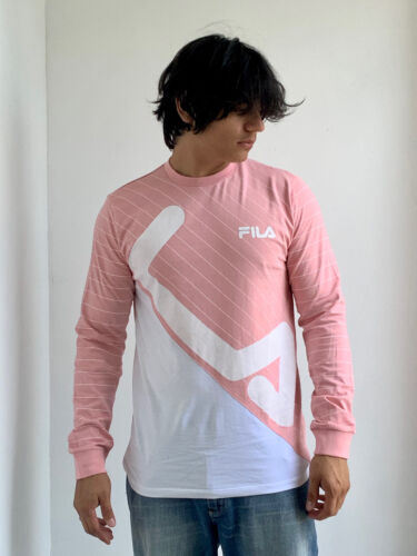 Men's Fila Pink White Long Sleeve Tee Shirt