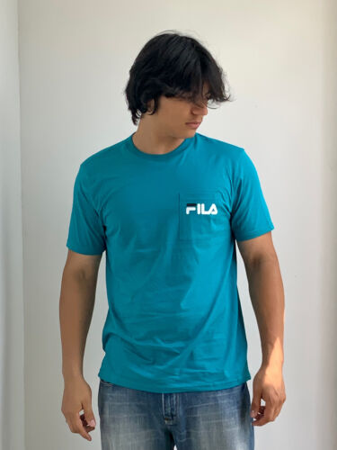 Men's Fila Aqua Marine White Black Short Sleeve Tee Shirt