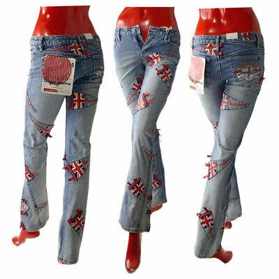 Women’s Pepe Jeans British Stonewash Low Rise Denim Stretch Flared Jeans Bootcut