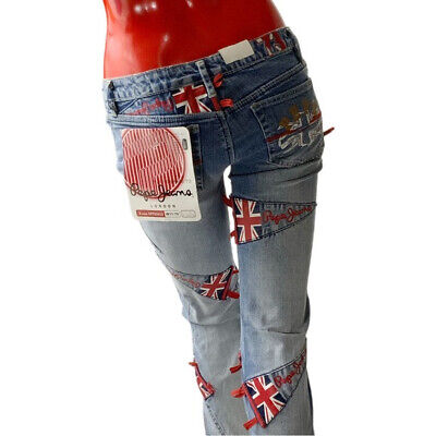 Women’s Pepe Jeans British Stonewash Low Rise Denim Stretch Flared Jeans Bootcut