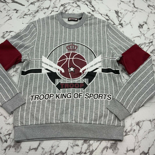 Men's Troop Grey Burgundy White Stripes Crewneck Sweater