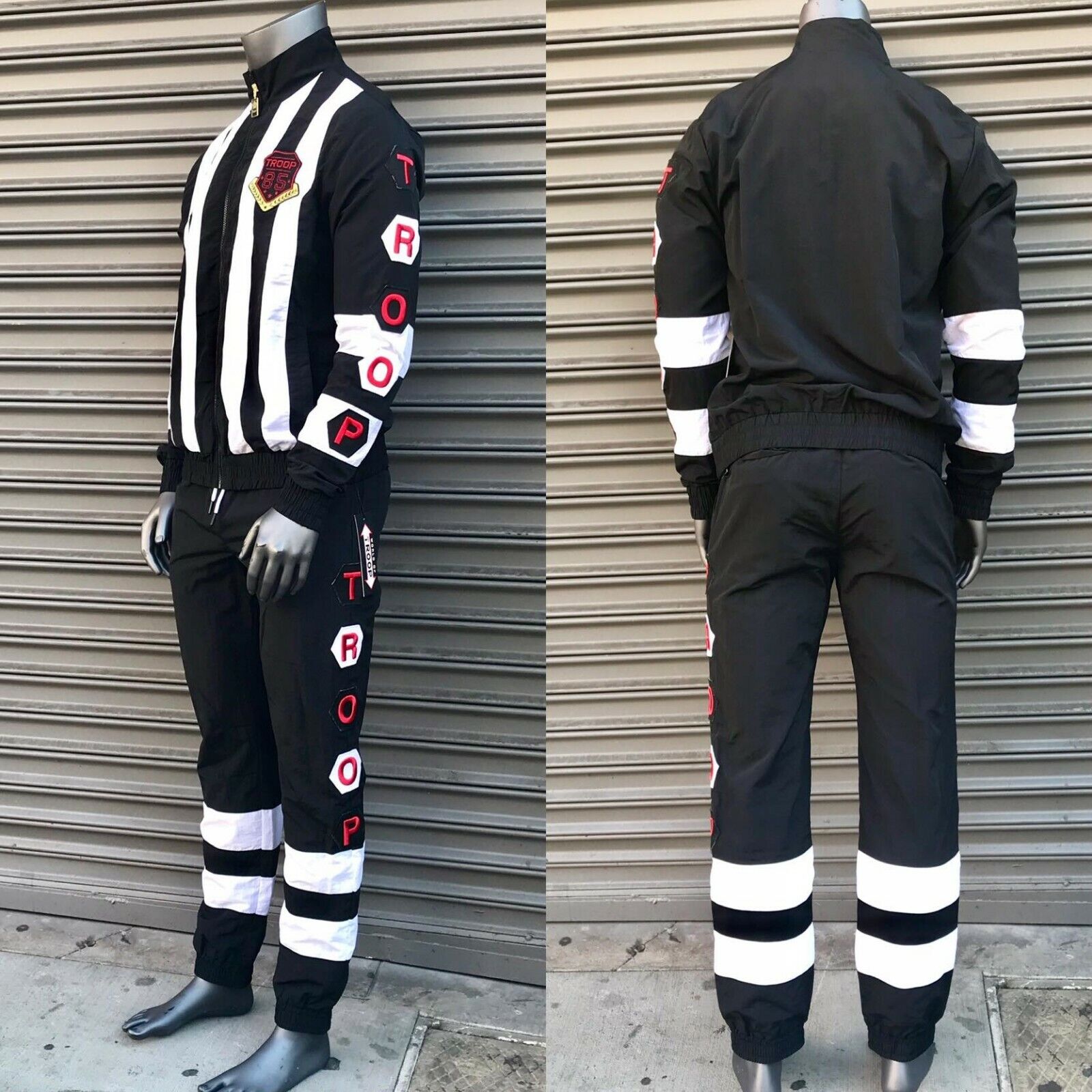 Men's Troop Black White Windbreaker Tracksuit