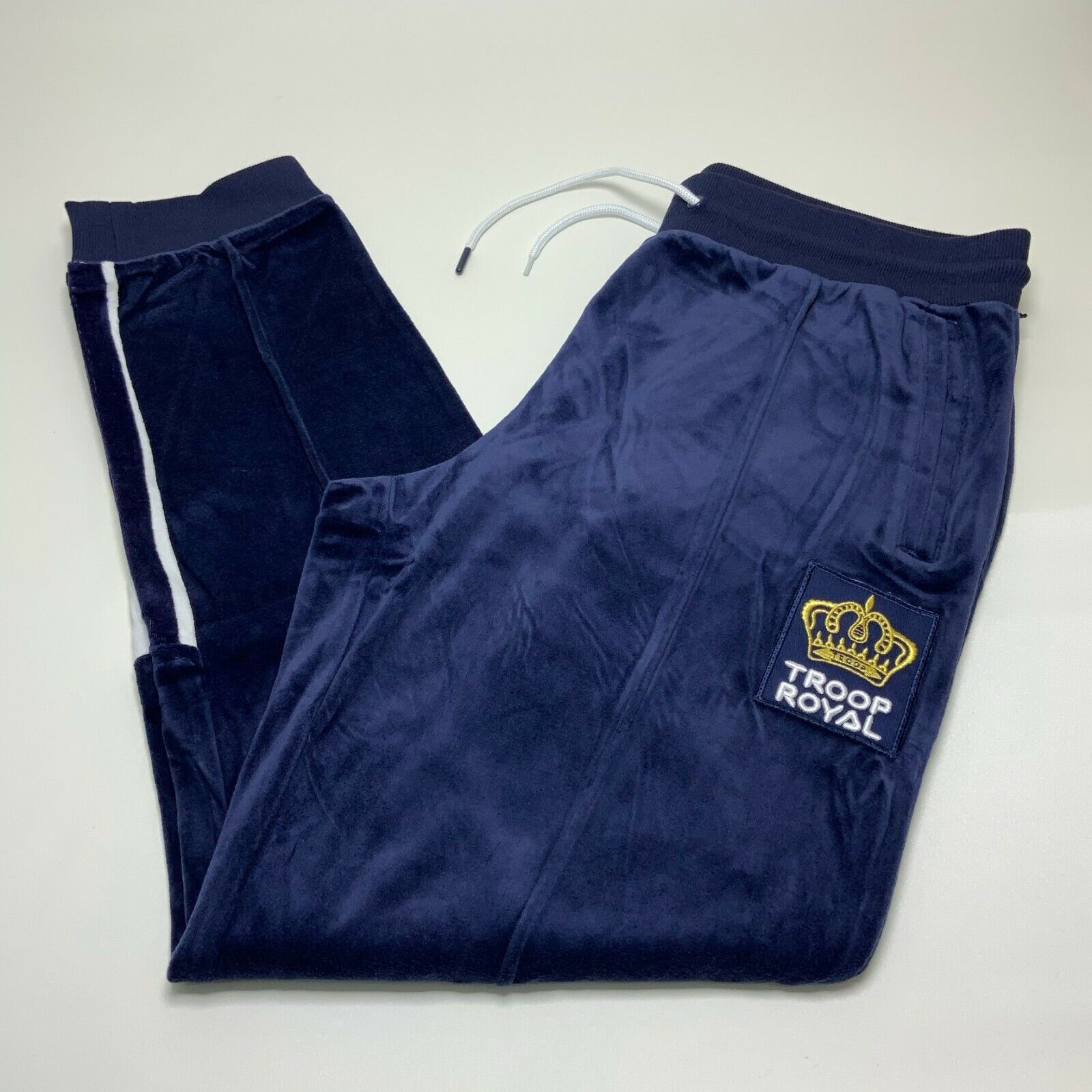 Men’s Troop Navy White Crown Royal Velour Track Pants