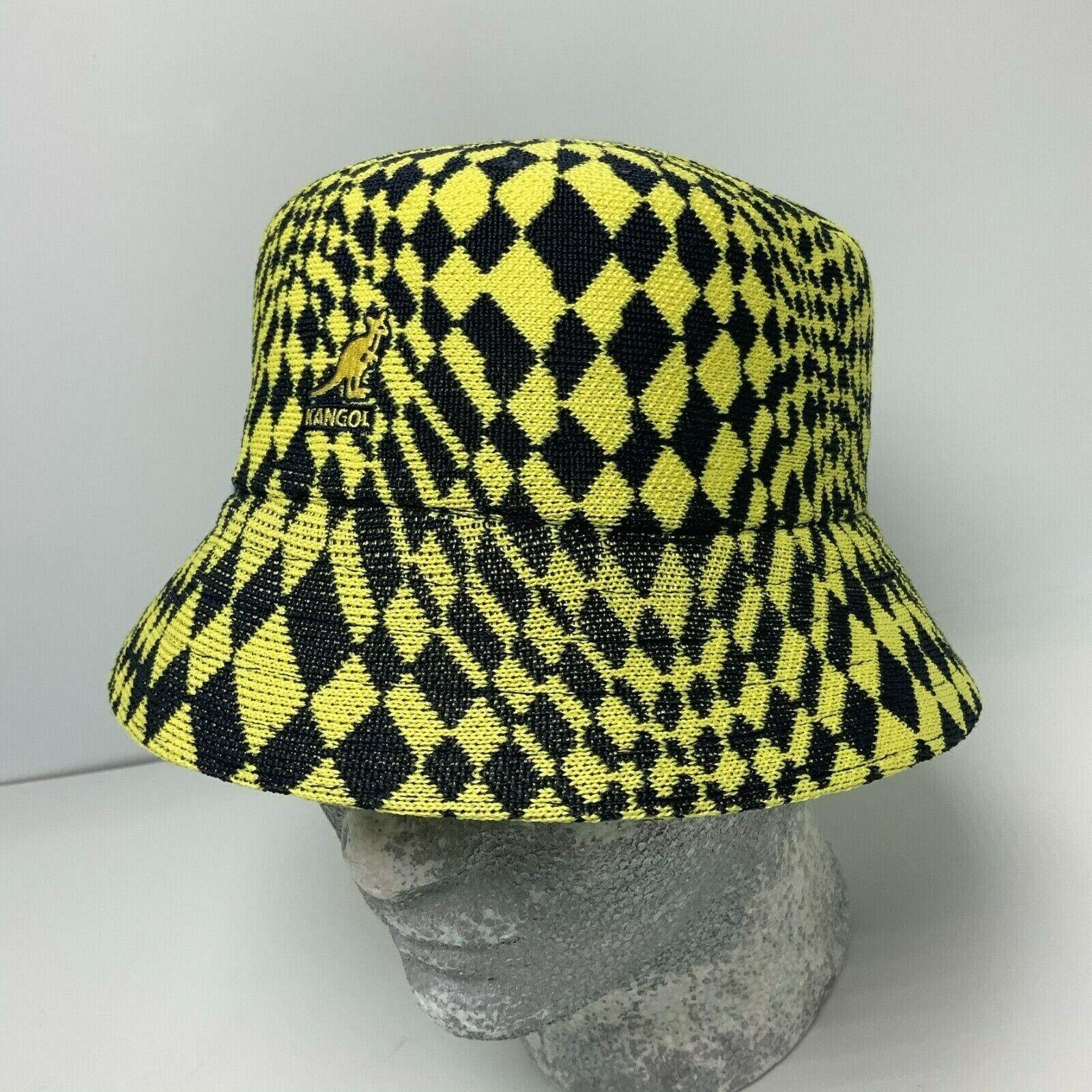 Men's Kangol Warped Dark Blue Lemon Check Bucket