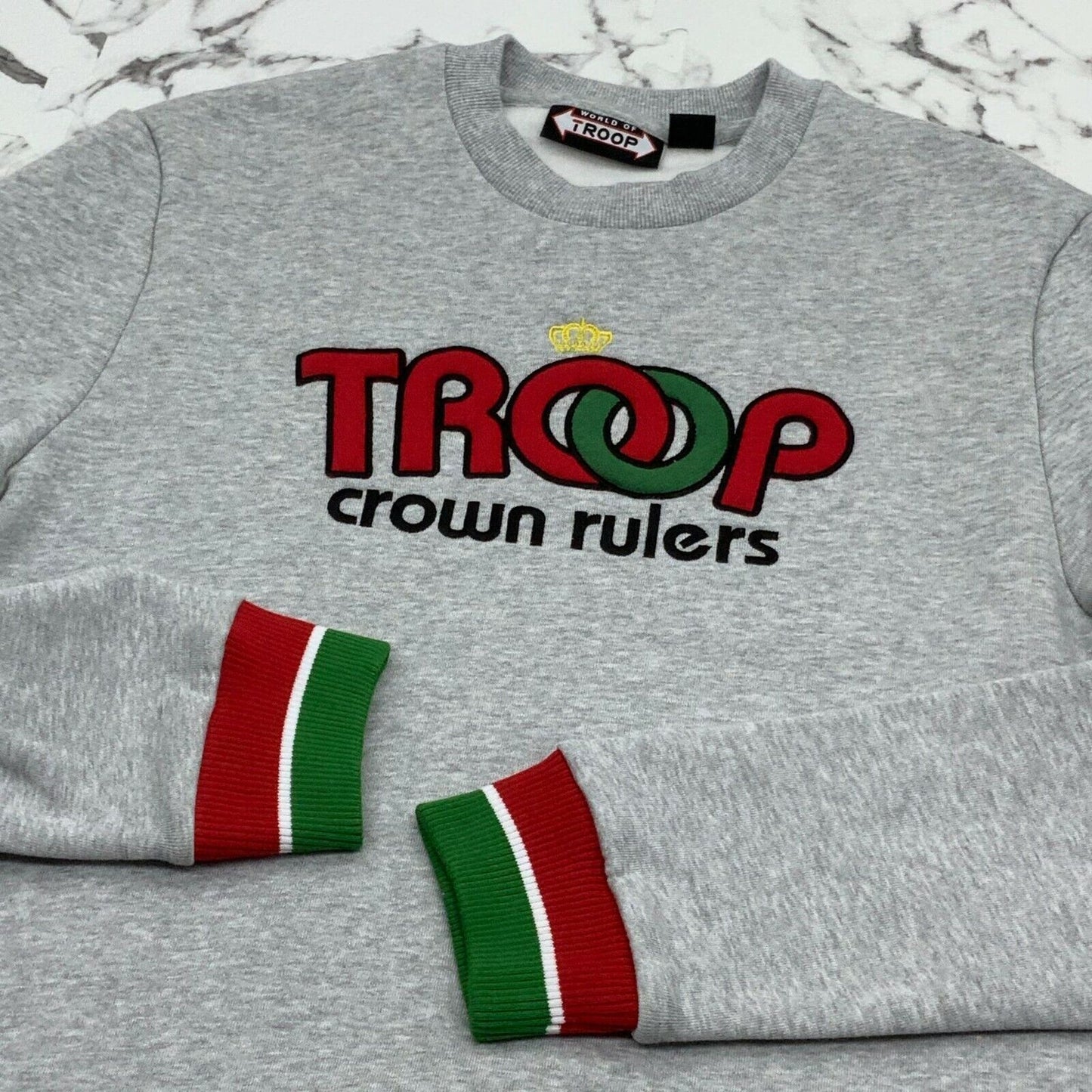 Men's Troop Grey Red Green Crewneck Sweater