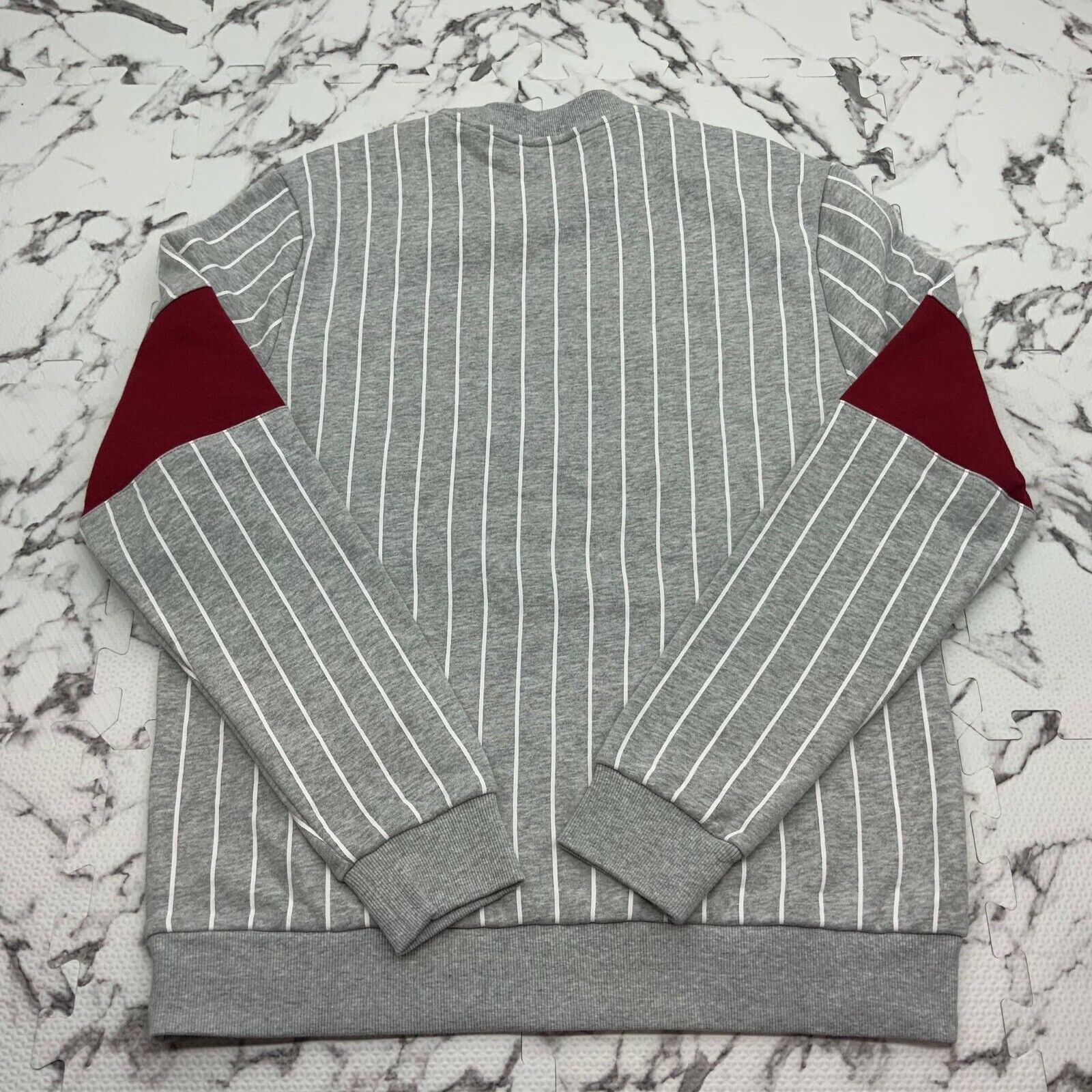 Men's Troop Grey Burgundy White Stripes Crewneck Sweater